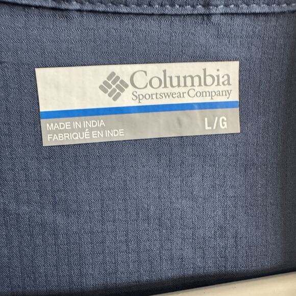 Columbia Omni-Shade Men's Shirt Large Fishing Vent Blue Roll Tab Sleeve UFP40+ - Picture 4 of 7